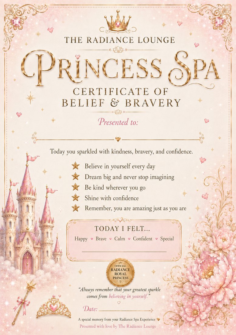 Princess Spa certificate