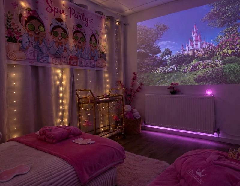 Our princess room set up for a Spa Party